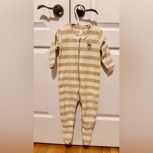 Uniqlo Beige and Cream Striped Kids Footie